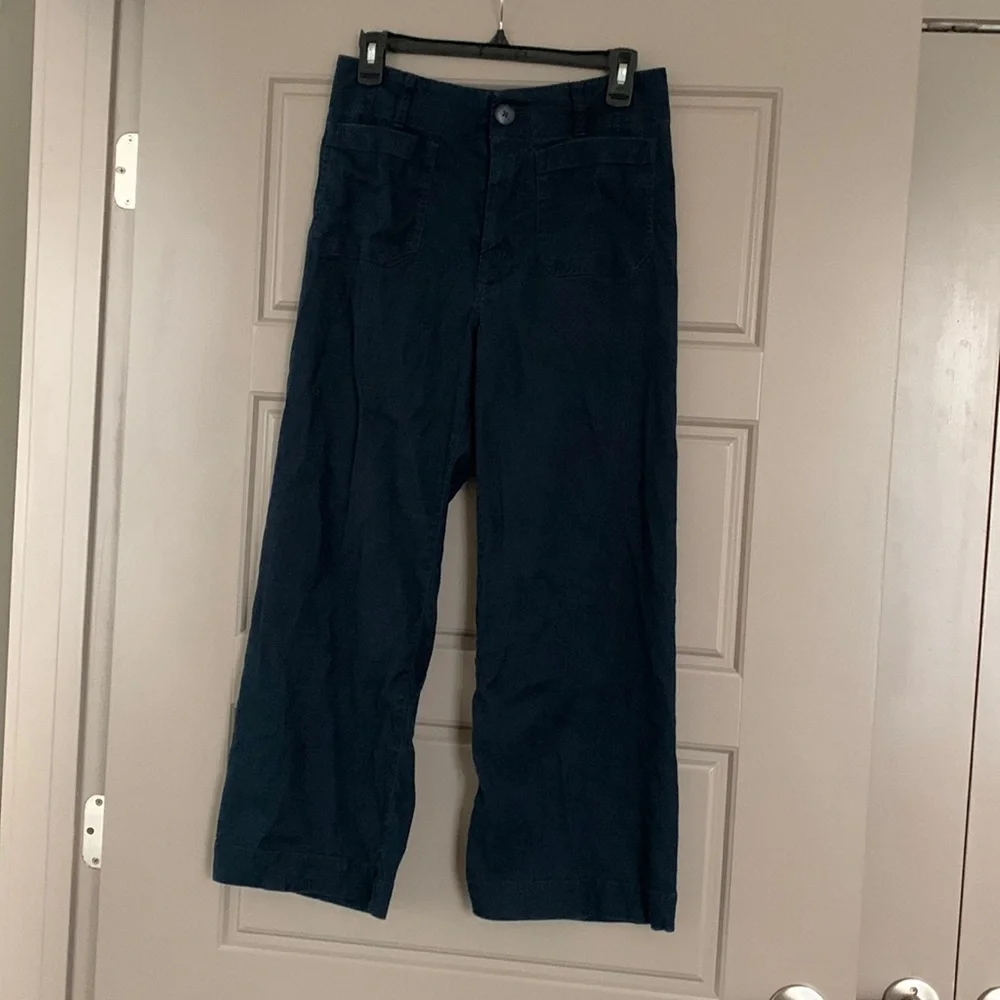 MAEVE CROPPED LINEN FLARE PANT “THE COLETTE” WIDE LEG ANTHROPOLOGIE 4_2